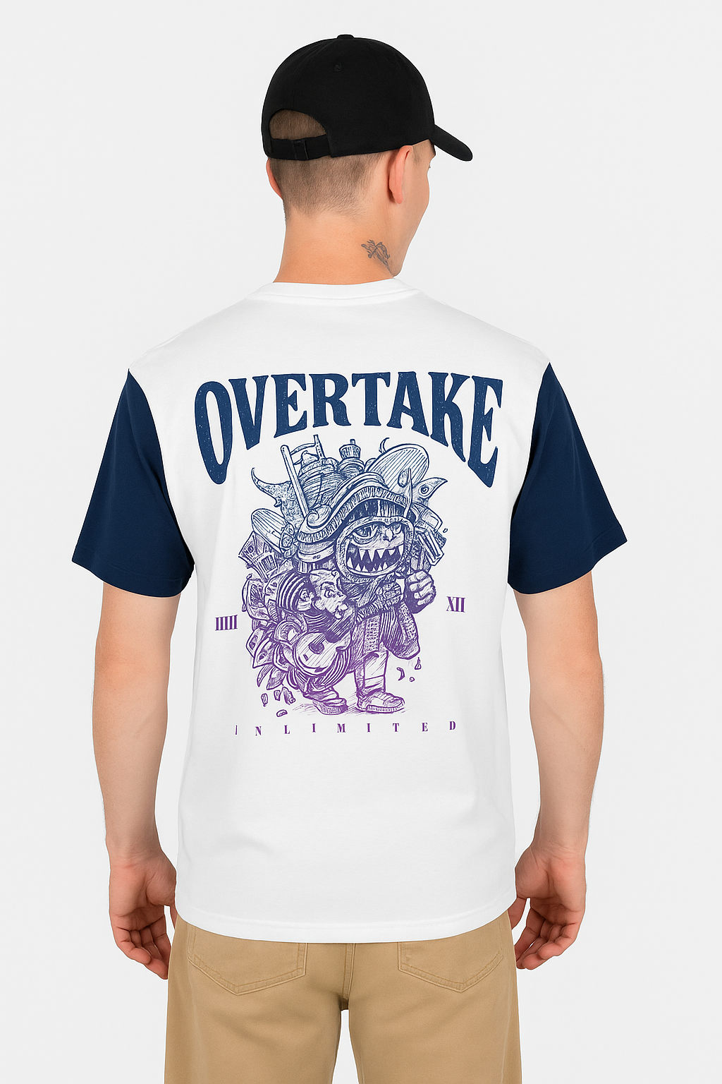 POLO CLASICO OVERTAKE / BLANCO CON MAGAS AZUL MARINO / EKEKO