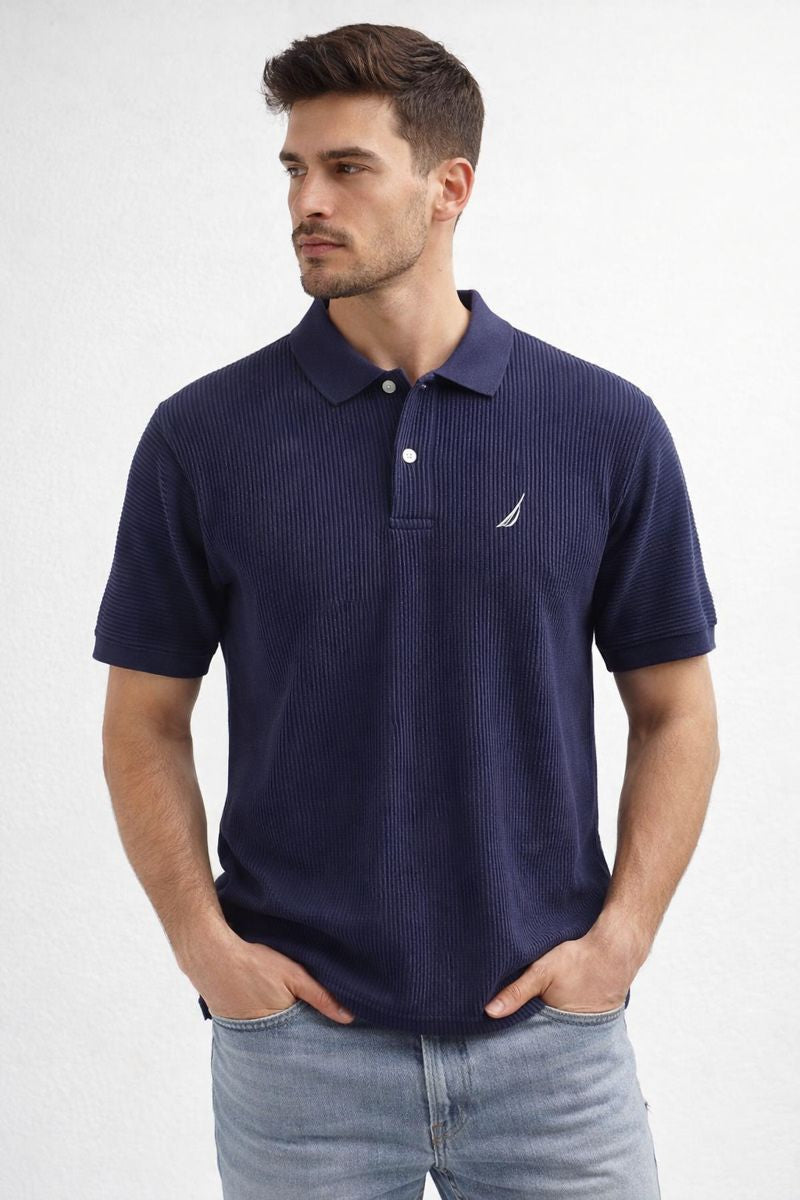 POLO CAMISERO NAUTICA / AZUL MARINO / TEJIDO