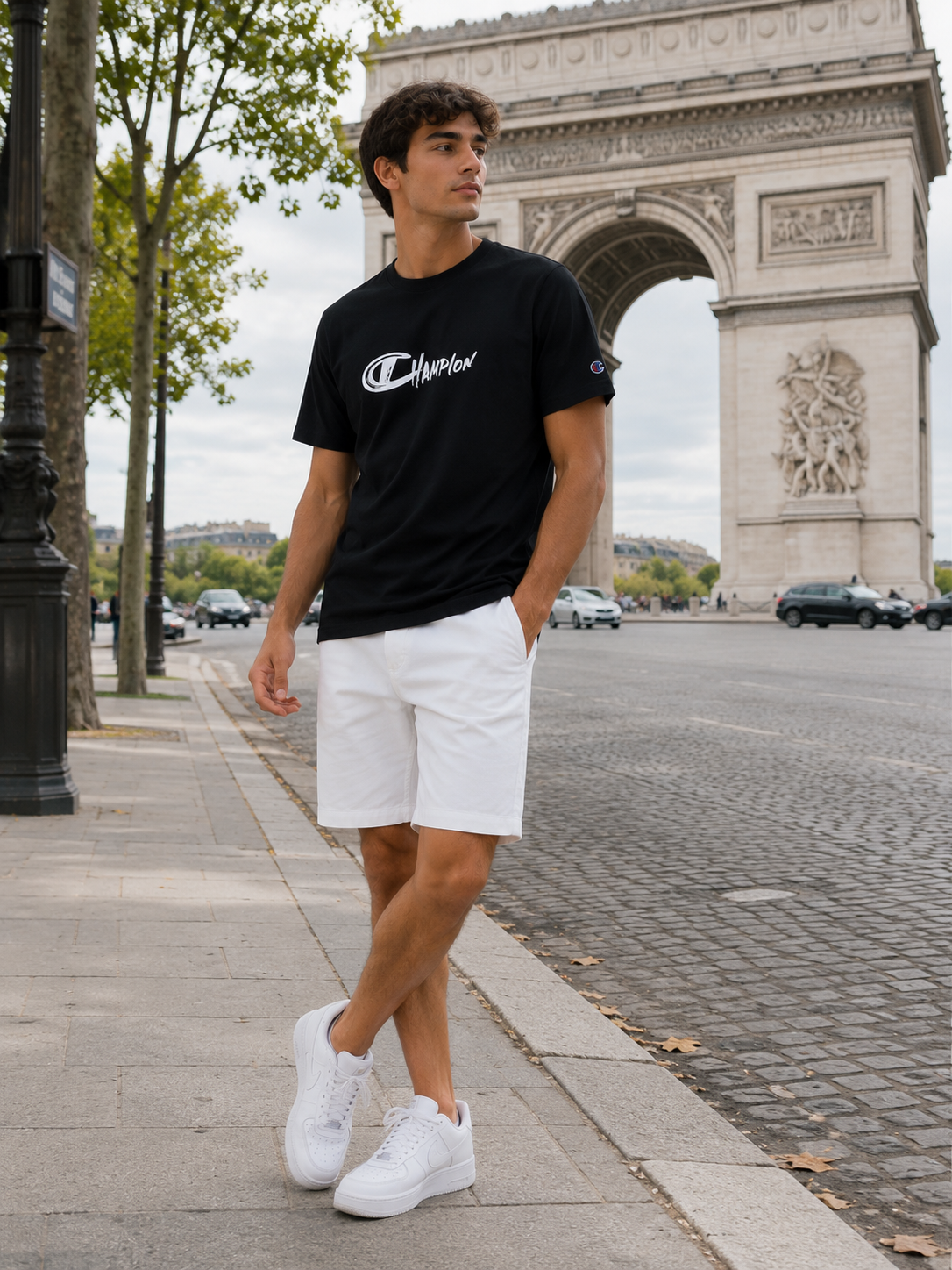 POLO CHAMPION NEGRO / LETRAS PINCEL