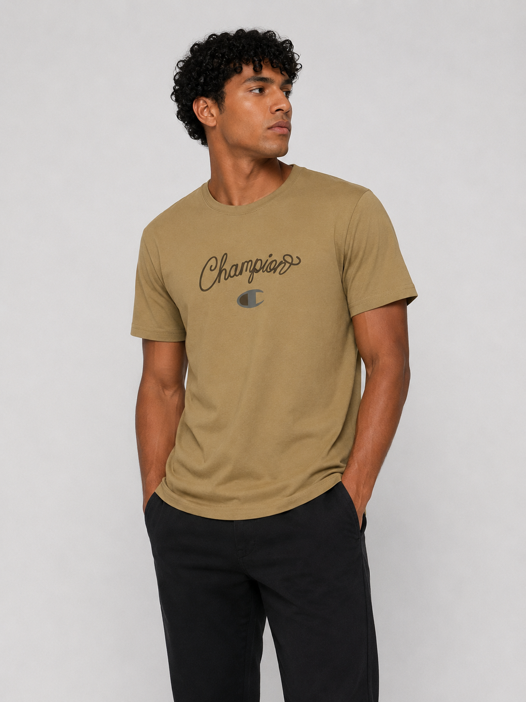 POLO CHAMPION / BEIGE / LETRA EN CORRIDA