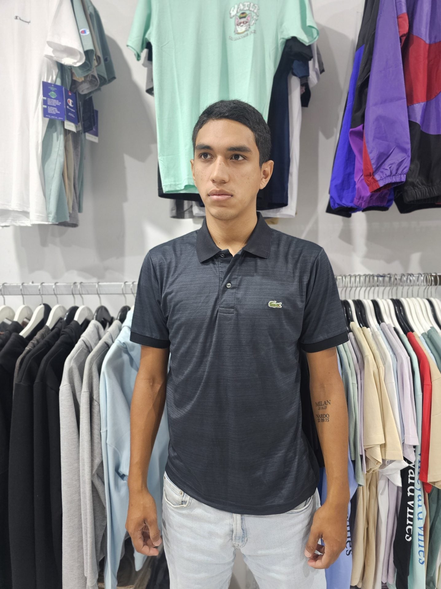 Polo Camisero Lacoste Plomo/ Tela de exportación