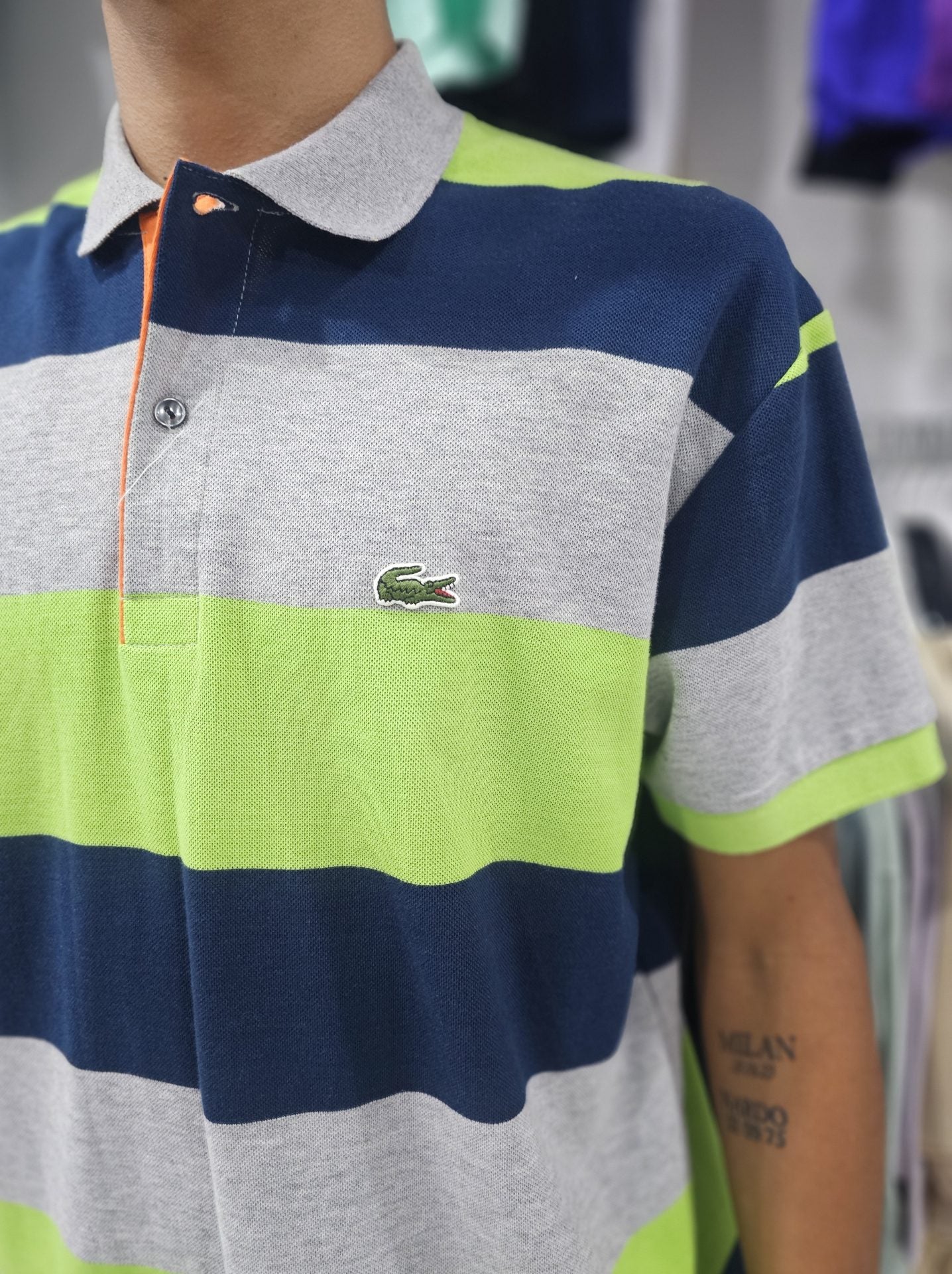 Polo Camisero Lacoste verde / azul marino / plomo