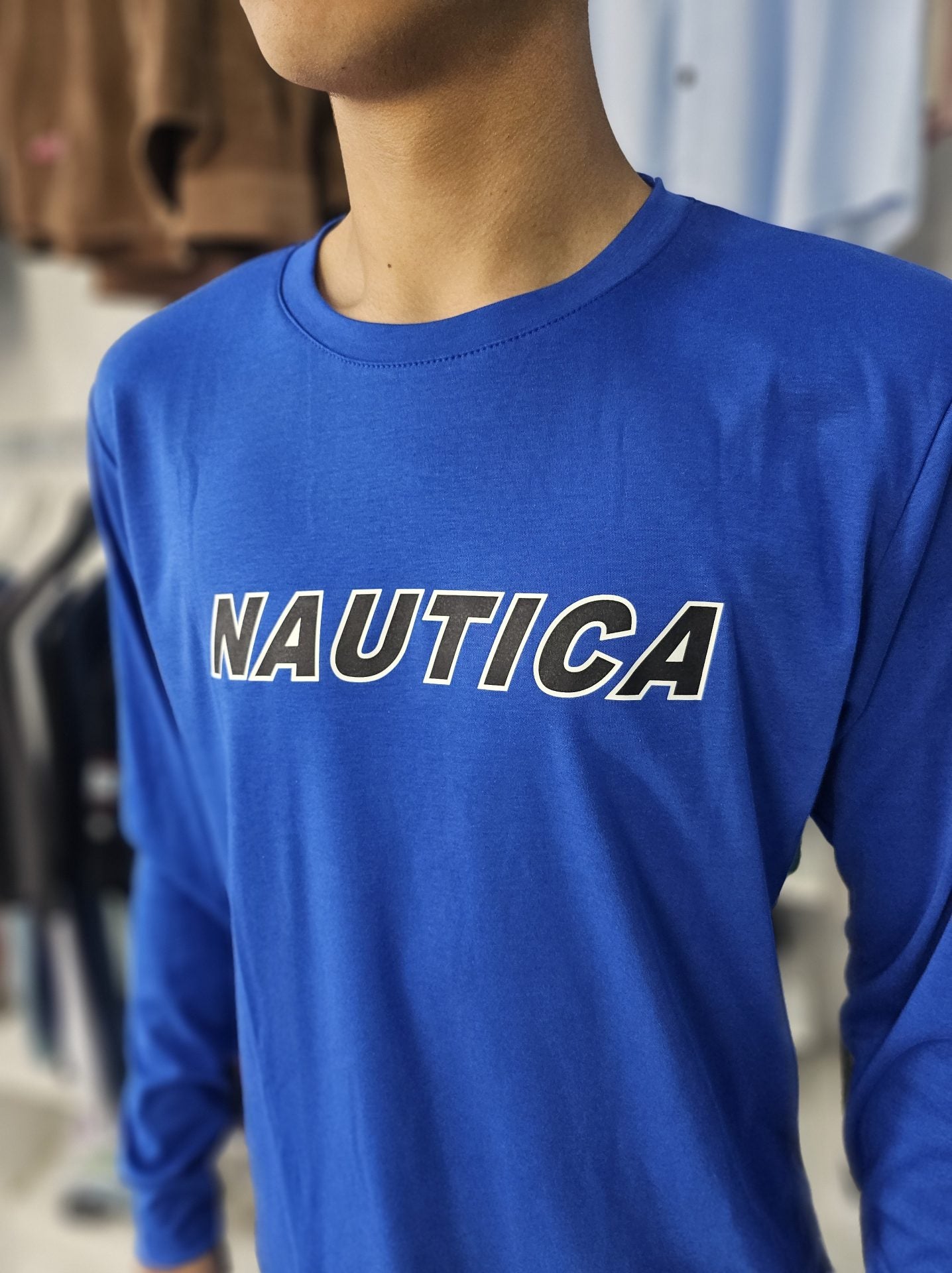 Manga larga nautica azul