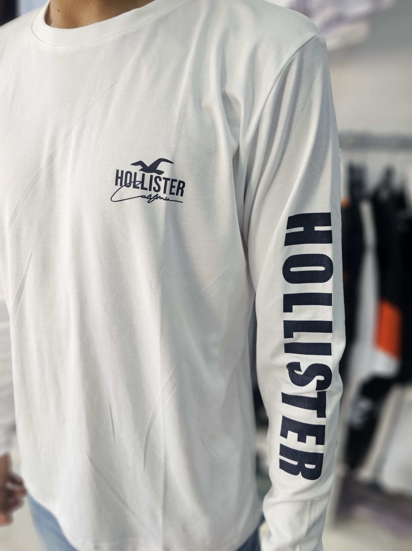 Manga larga hollister blanca