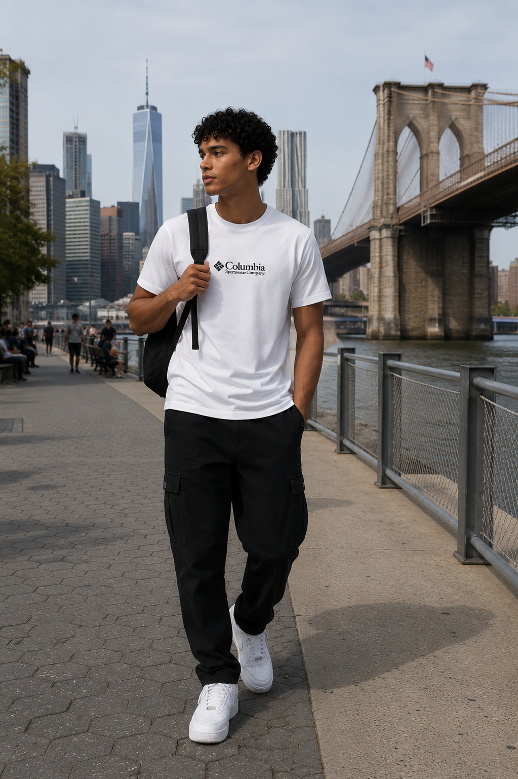 Polo Columbia blanco / Logo pecho Company