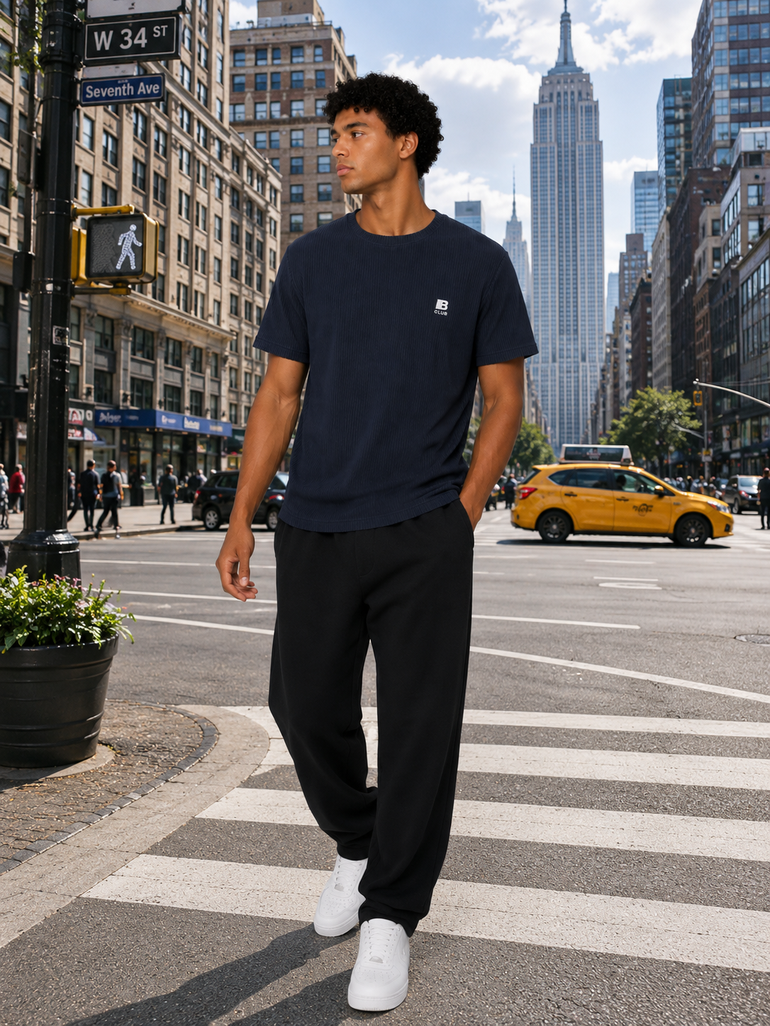POLO BULTIGER WAFFLE ACANALADO / AZUL MARINO / LOGO B