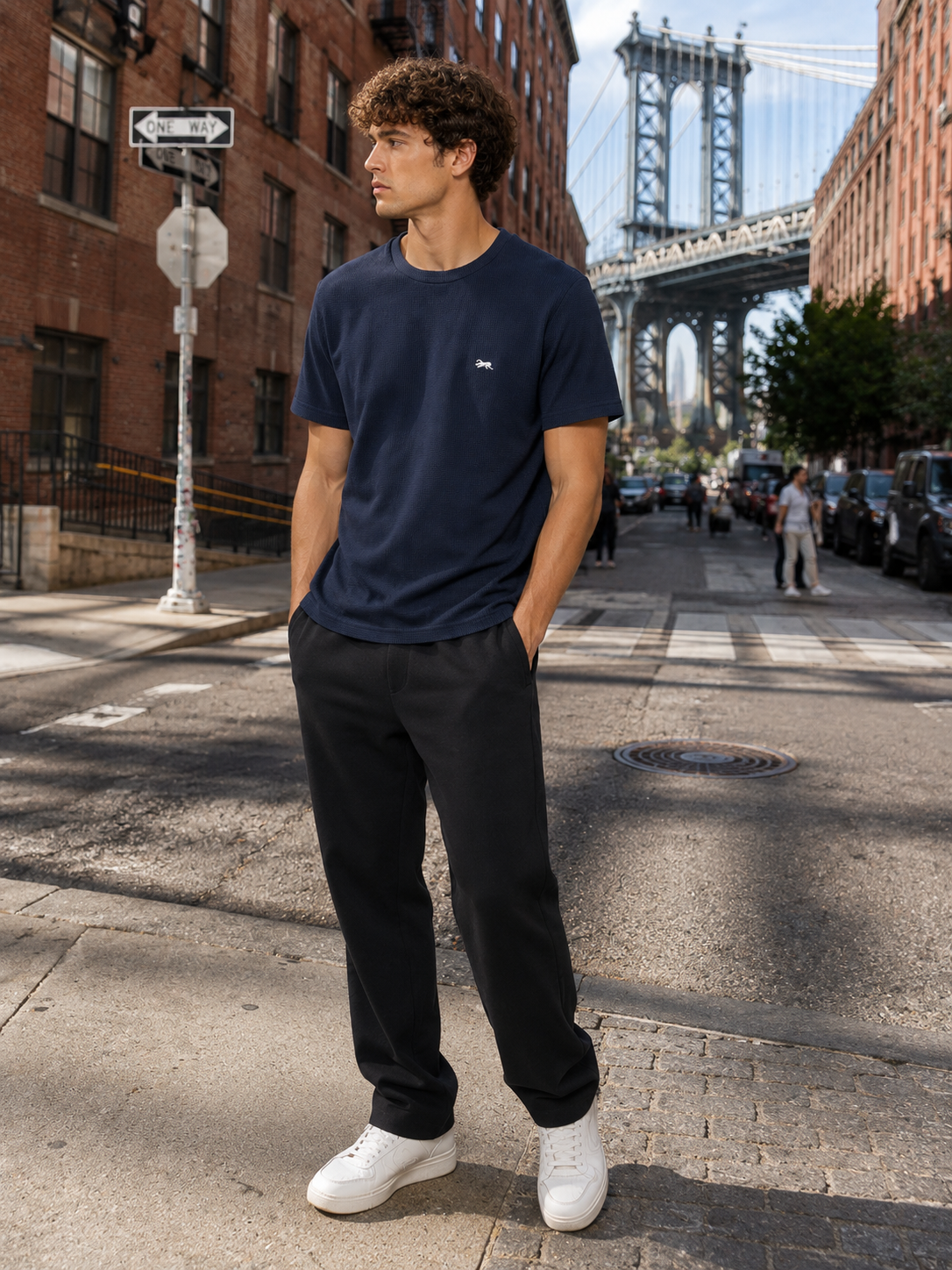 POLO BULTIGER WAFFLE CLASICO / AZUL MARINO / LOGO TIGRE