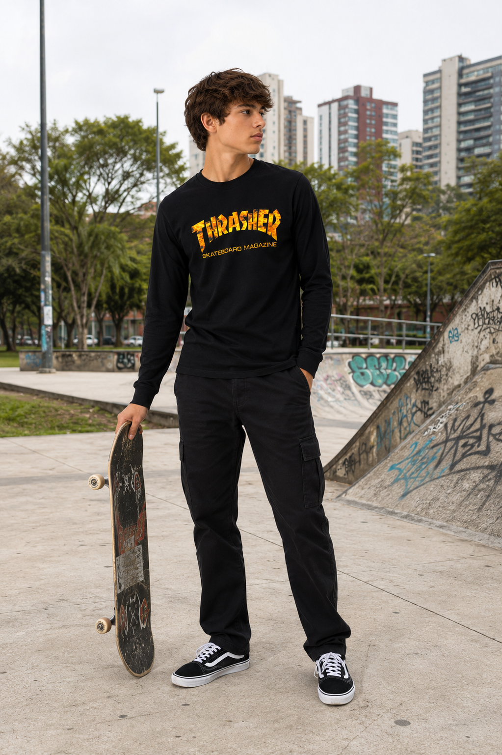 MANGA LARGA THRASHER / NEGRA