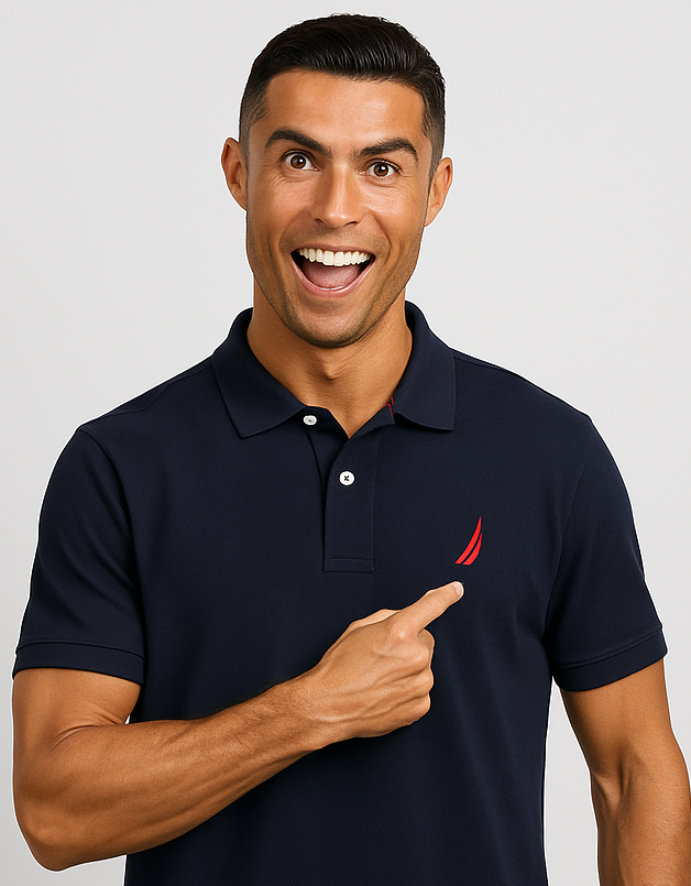 POLO CAMISERO NAUTICA AZUL MARINO / LOGO ROJO