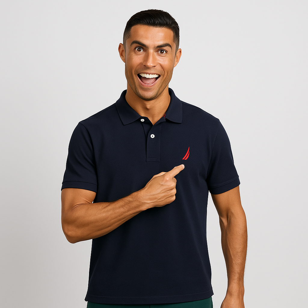 POLO CAMISERO NAUTICA AZUL MARINO / LOGO ROJO