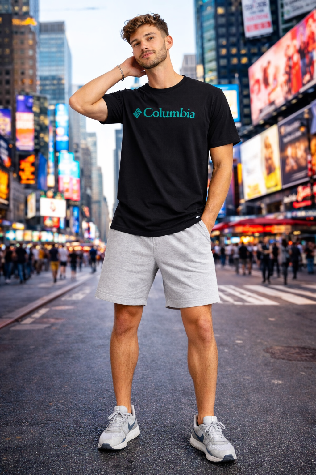 POLO COLUMBIA / NEGRO / LETRAS VERDES