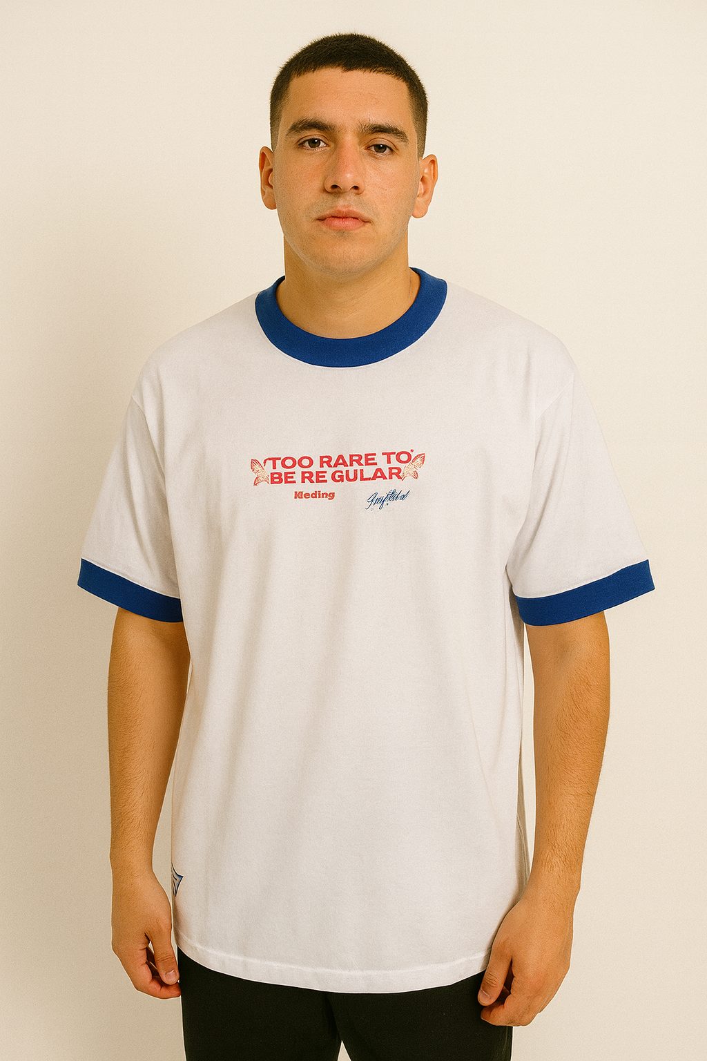 Polo Kleding boxy blanco / borde azul