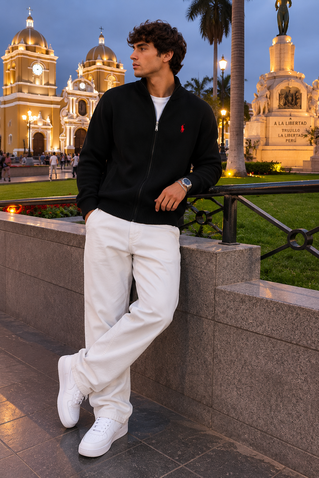 CHOMPA FINA RALPH LAUREN CON CIERRE LARGO  / NEGRA