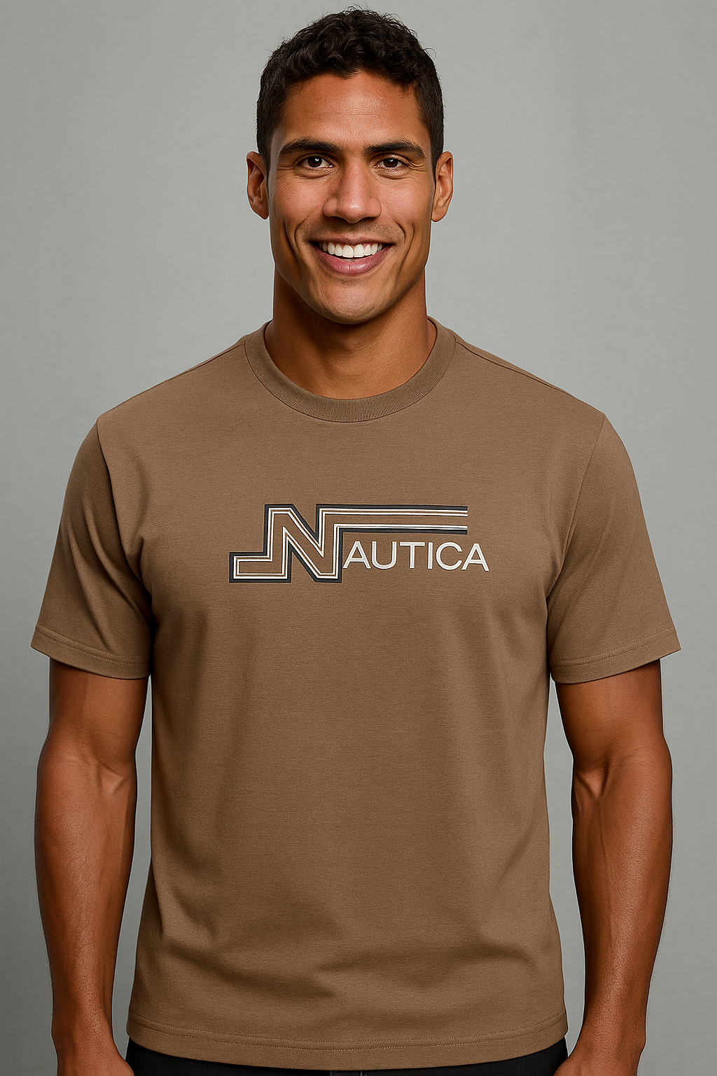 POLO NAUTICA MARRON / LINEAS TRICOLOR N