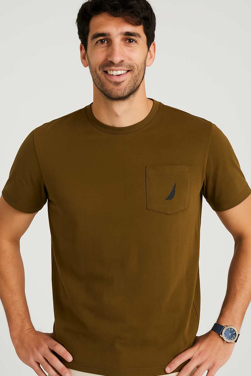 POLO PIMA NAUTICA MARRON / BOLSILLO LOGO