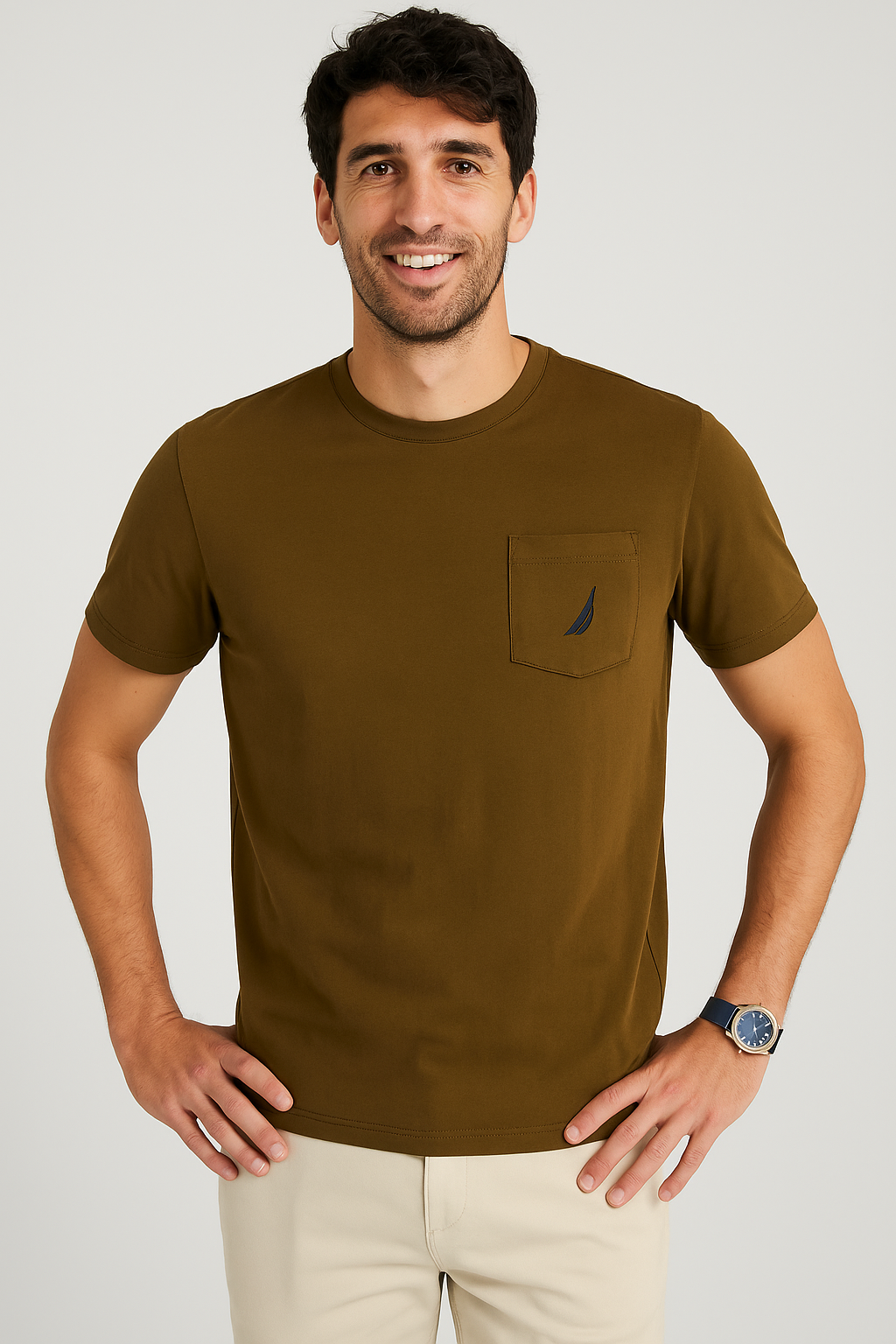 POLO PIMA NAUTICA MARRON / BOLSILLO LOGO