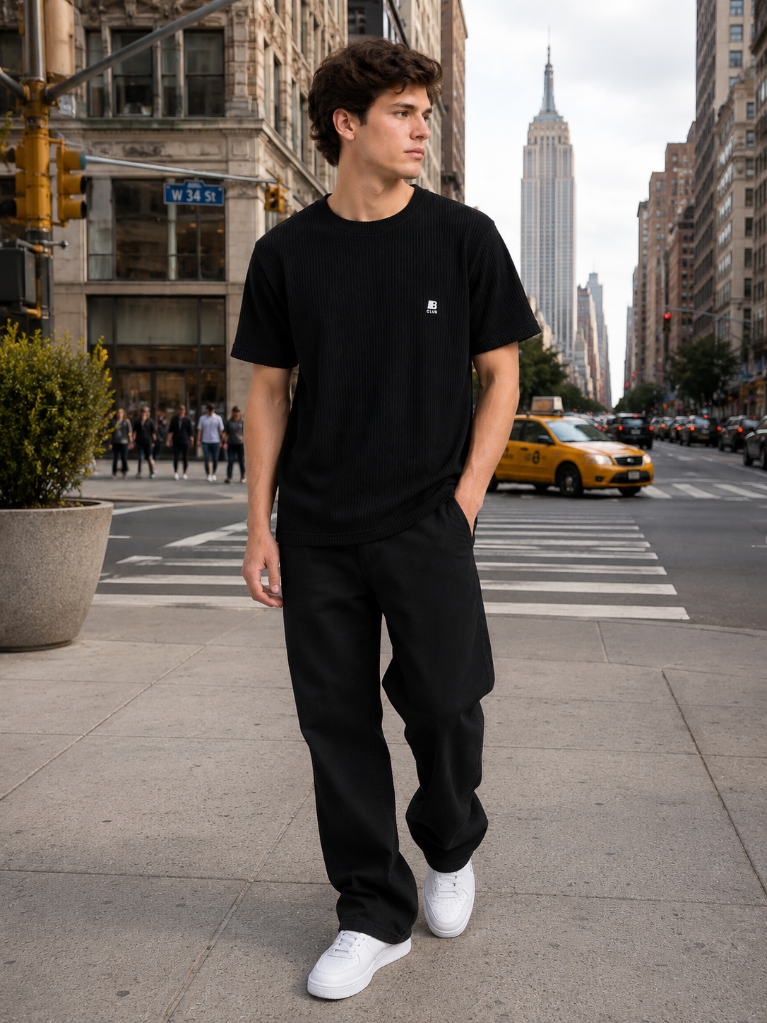 POLO BULTIGER WAFFLE ACANALADO / NEGRO / LOGO B