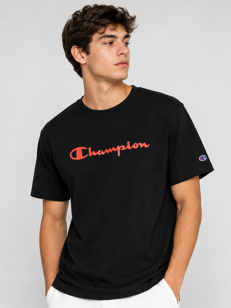 POLO CHAMPION NEGRO/ LOGO ROJO