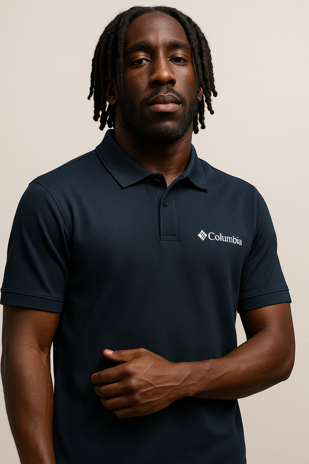 Polo camisero Columbia azul noche / Logo blanco