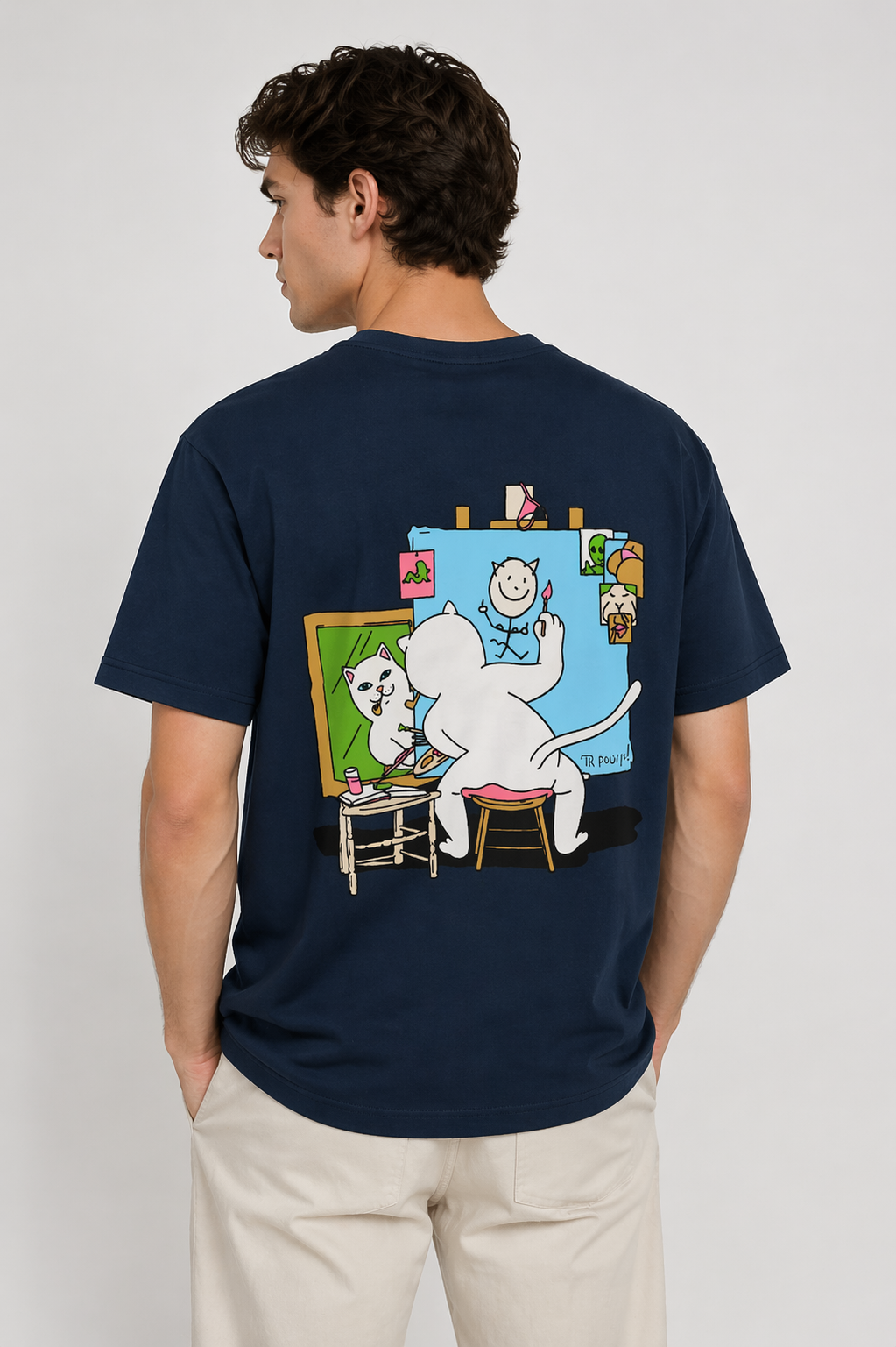POLO RIPNDIP AZUL MARINO / GATO DIBUJANDO