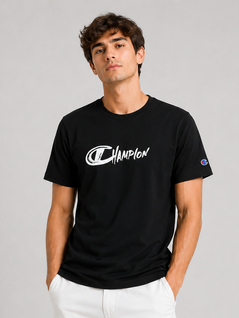 POLO CHAMPION NEGRO / LETRAS PINCEL