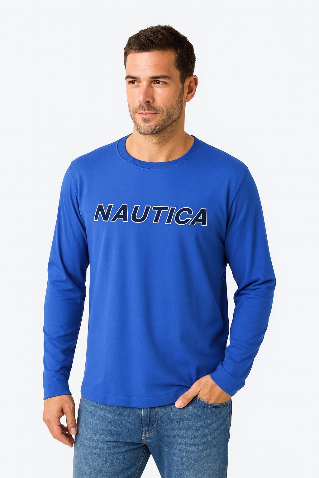 Manga larga nautica azul