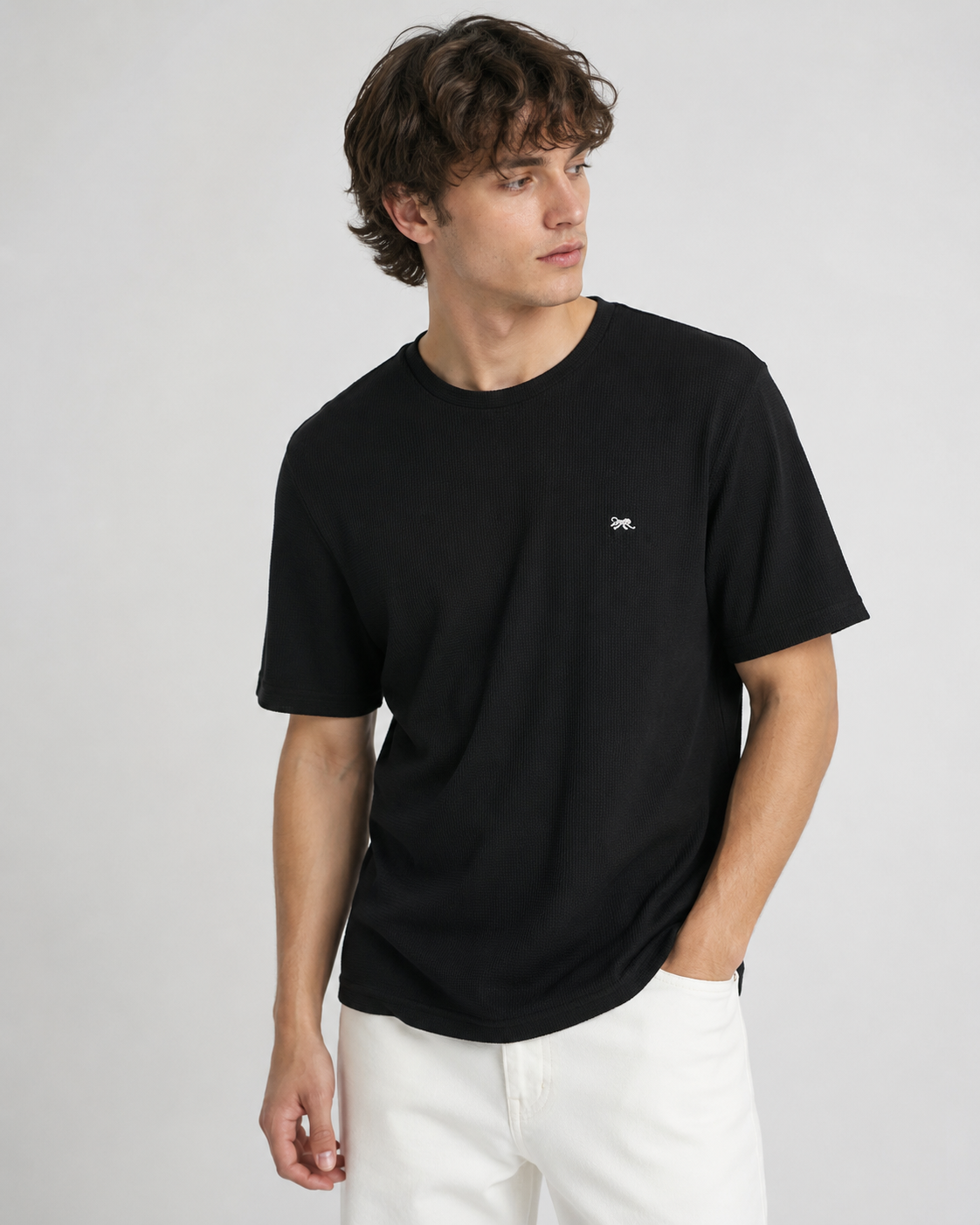 POLO BULTIGER WAFFLE CLASICO / NEGRO / LOGO TIGRE