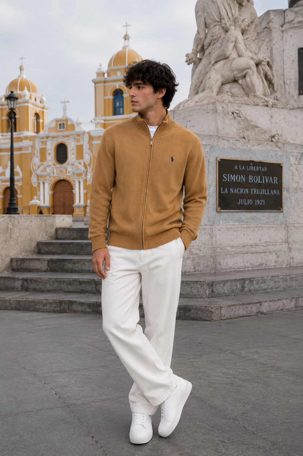 CHOMPA FINA RALPH LAUREN CON CIERRE LARGO  / CAMEL
