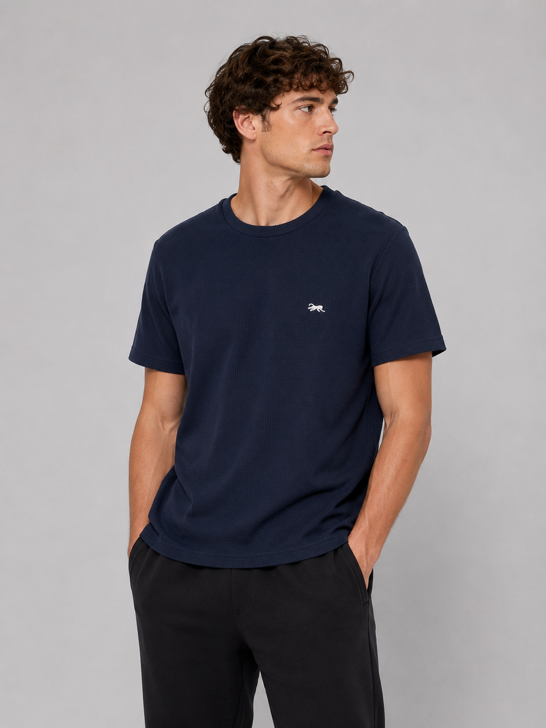 POLO BULTIGER WAFFLE CLASICO / AZUL MARINO / LOGO TIGRE