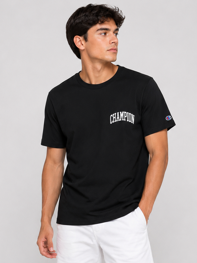 POLO CHAMPION NEGRO / LOGO ARQUEADO