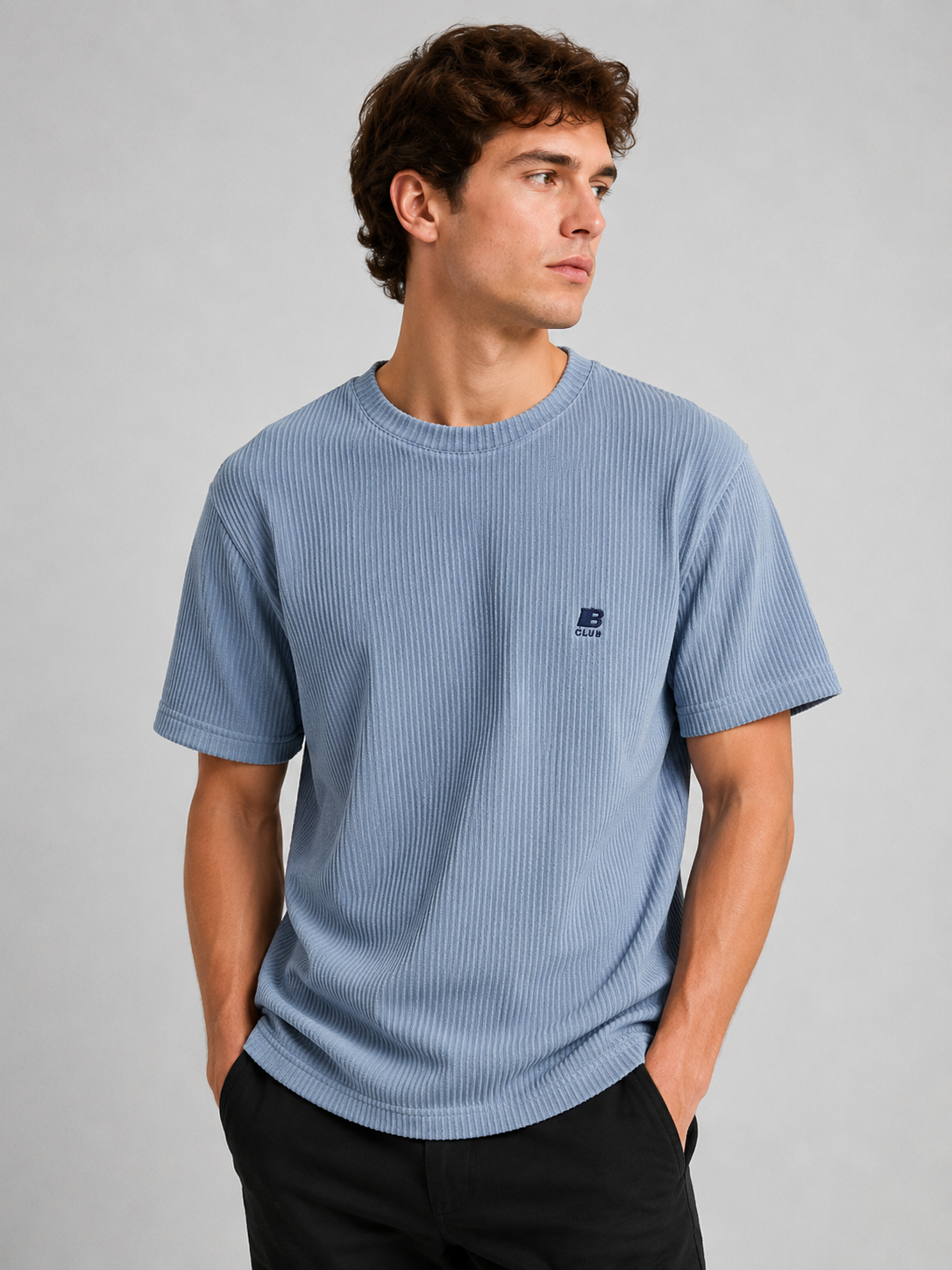 POLO BULTIGER WAFFLE ACANALADO / CELESTE / LOGO B
