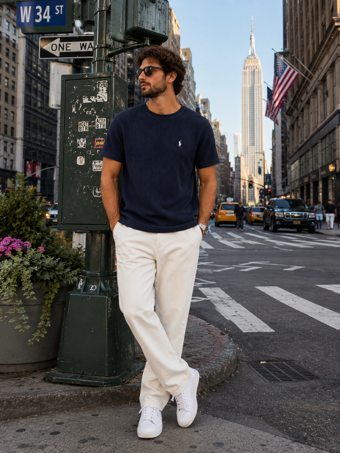 POLO RALPH LAUREN ACANALADO / AZUL MARINO