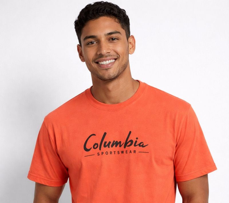 POLO COLUMBIA / CORAL / LETRAS CURVAS NEGRAS