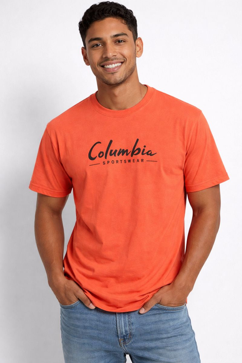 POLO COLUMBIA / CORAL / LETRAS CURVAS NEGRAS