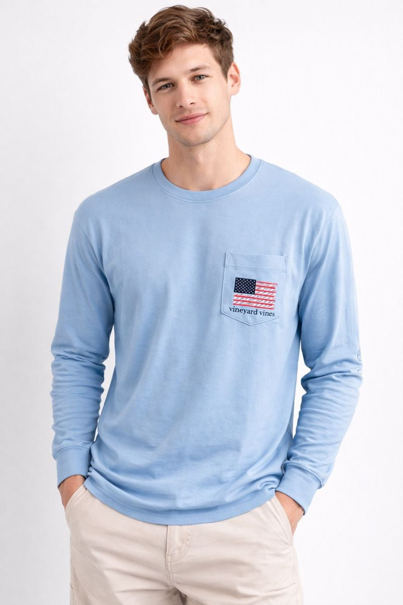 POLO MANGA LARGA VINEYARD / CELESTE / BEISBOL