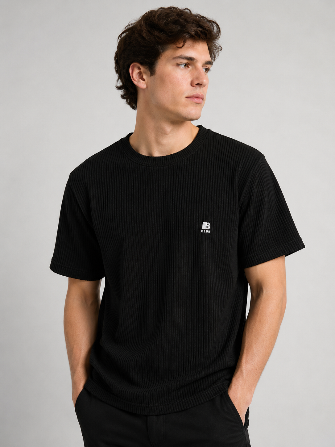 POLO BULTIGER WAFFLE ACANALADO / NEGRO / LOGO B