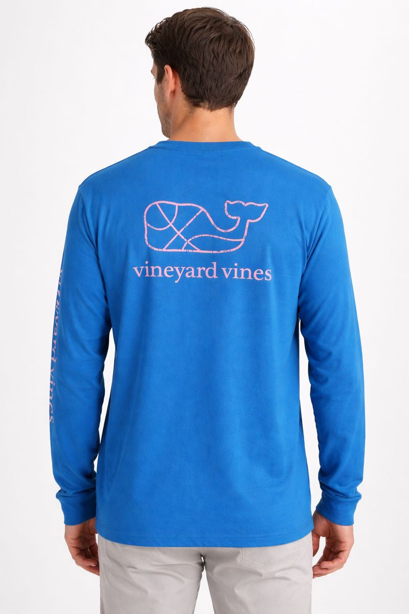 POLO MANGA LARGA VINEYARD / AZUL / LOGO ROSADO