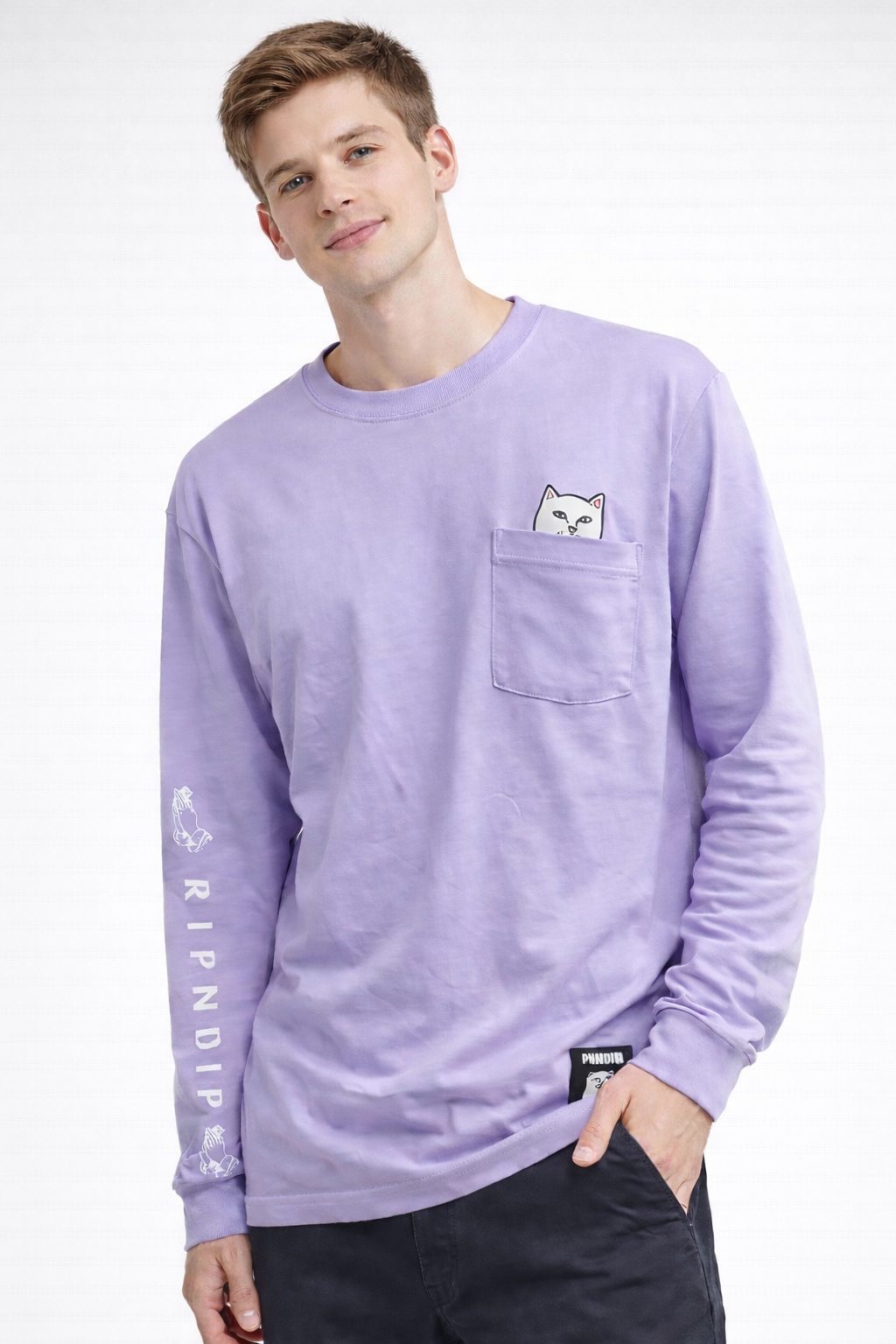 POLO MANGA LARGA CON BOLSILLO RIPNDIP / LILA