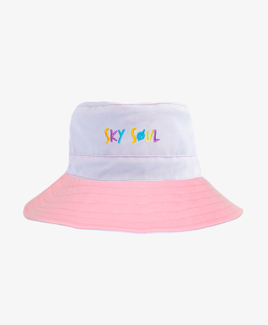 Bucket Hat white pink Reversible skysoul