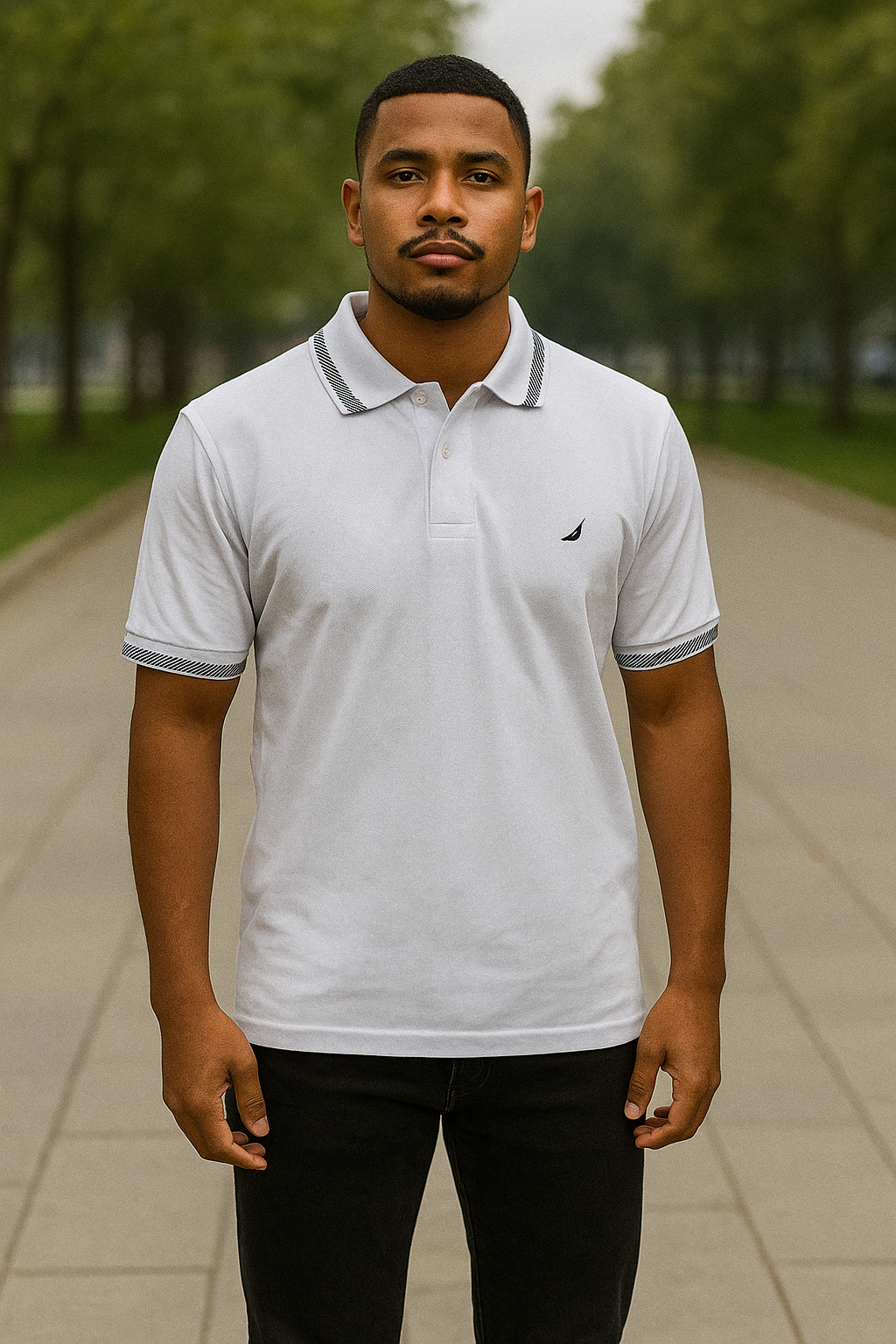 CAMISERO NAUTICA BLANCO / LINEAS CUELLO MANGAS