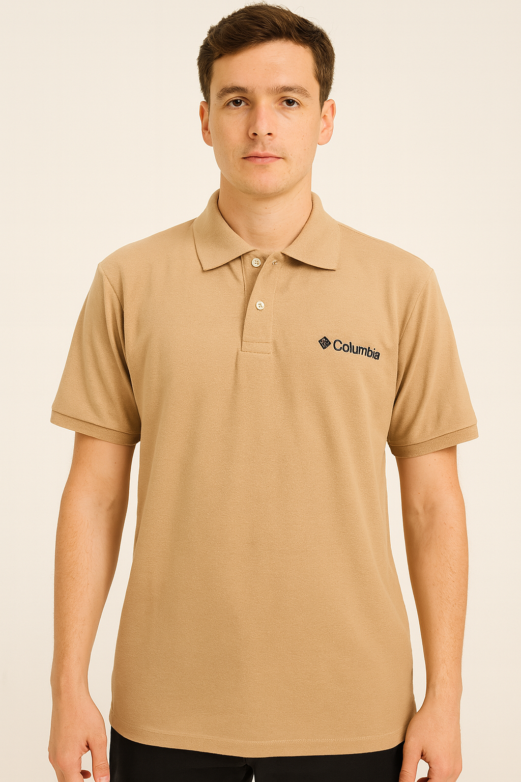 Polo camisero Columbia marron claro - logo negro / Respirador