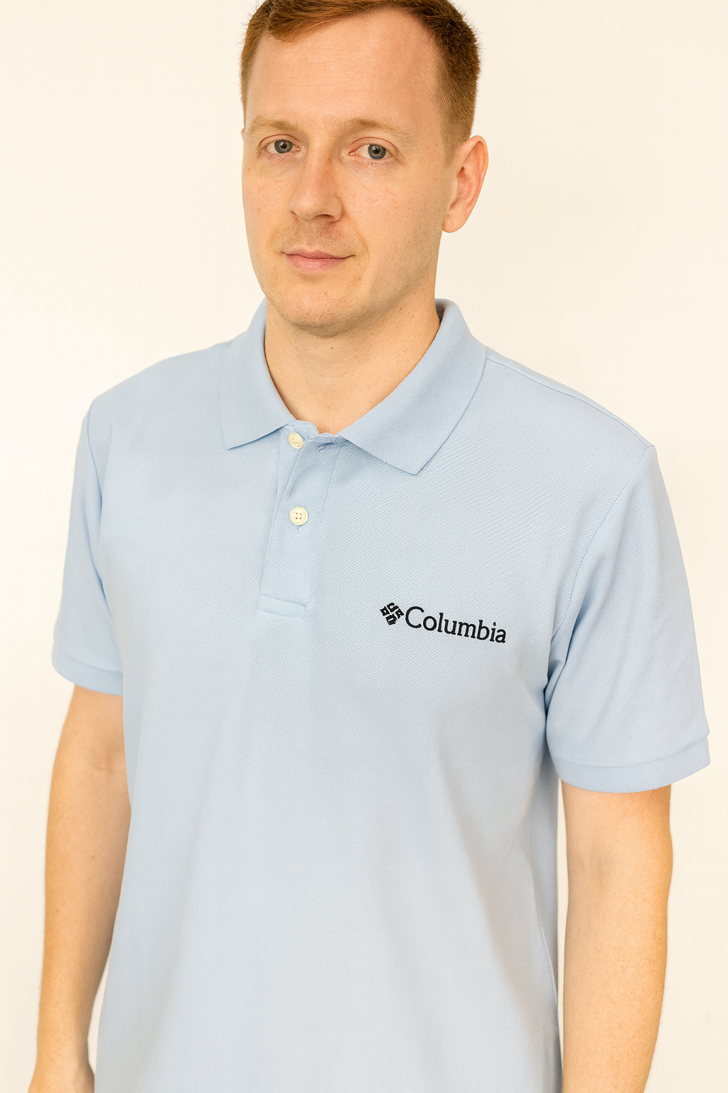 Polo camisero Columbia celeste - logo blanco / Respirador