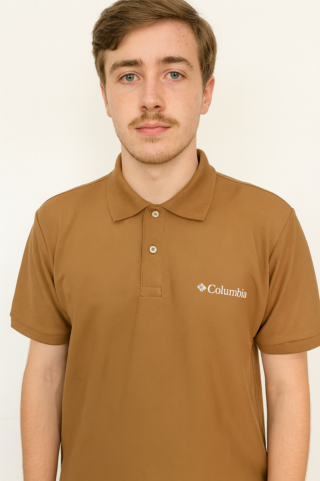 Polo camisero Columbia marron - logo blanco / Respirador