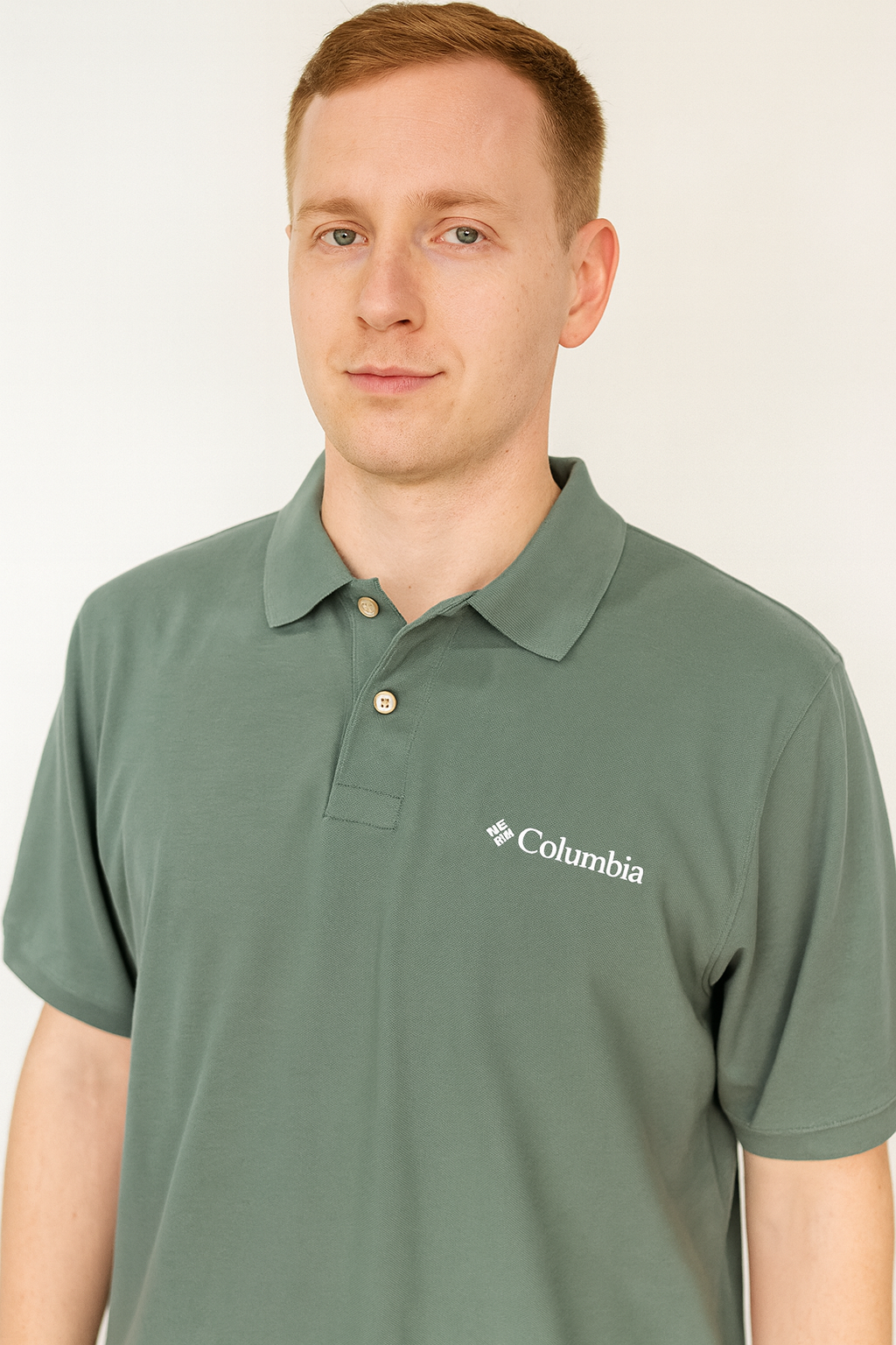 Polo camisero Columbia verde - logo blanco / Respirador