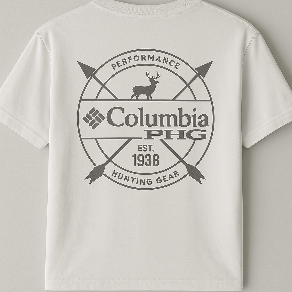 Polo Columbia blanco / logo pecho nombre