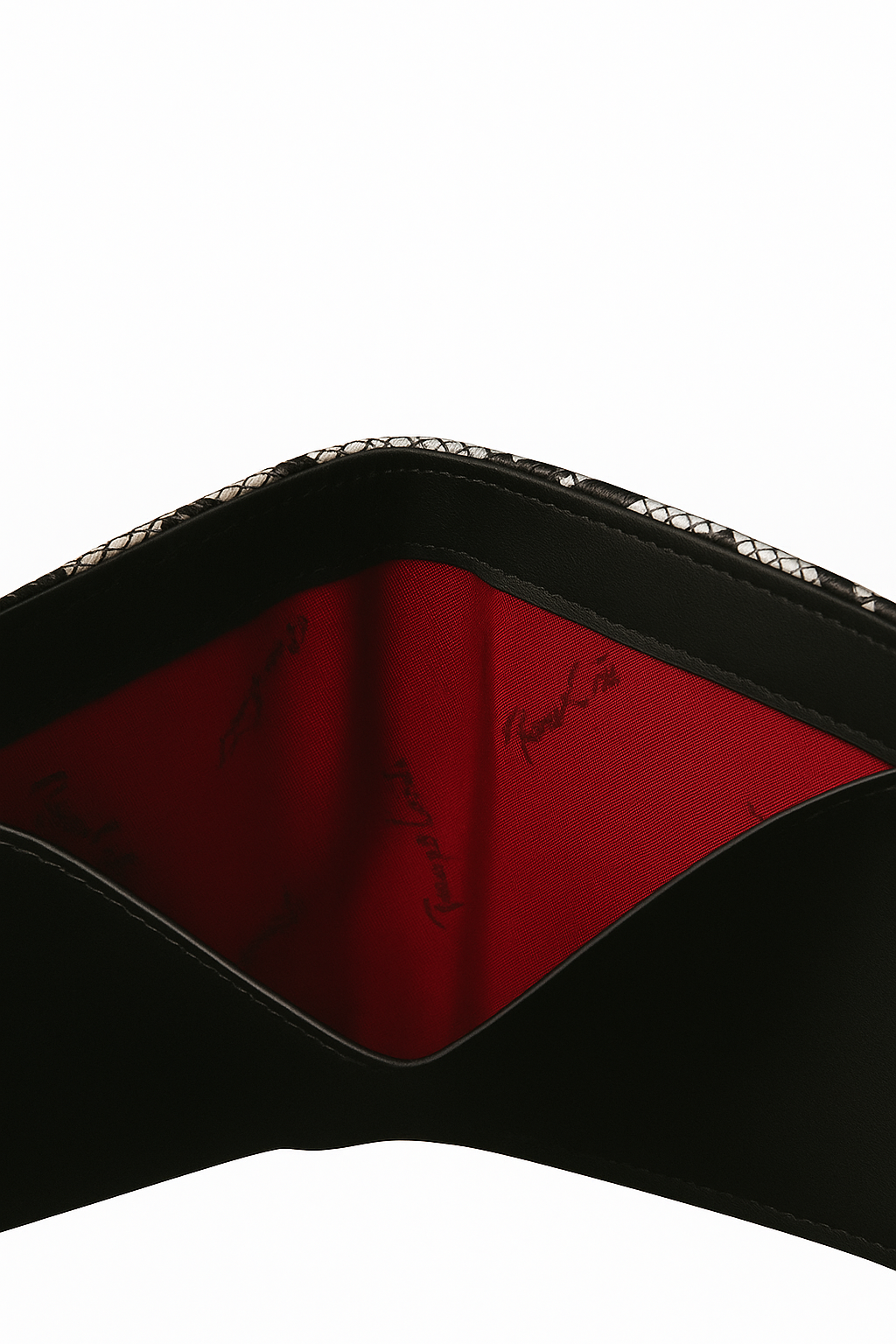 BILLETERA RENZO COSTA NEGRA / COSTURA BLANCA 3 DETALLE CENTRO