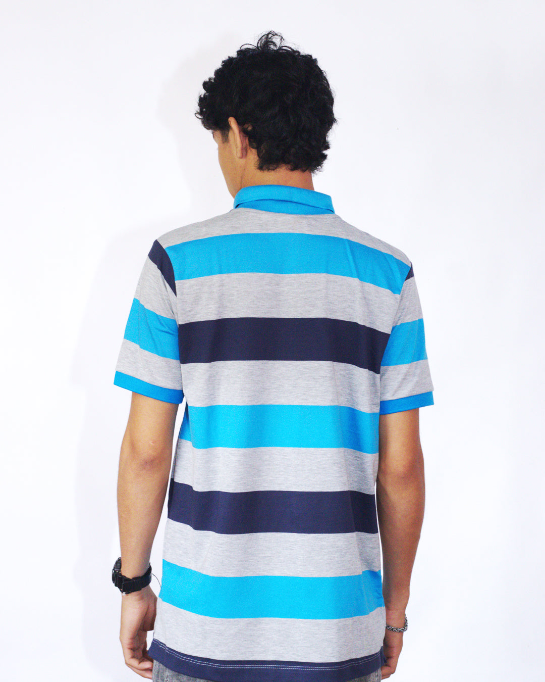 polo camisero lacoste - gris/azul/celeste