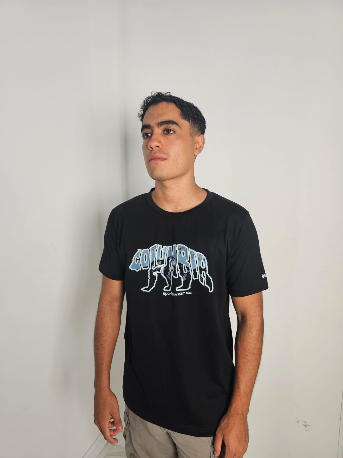 Polo Columbia negro / Símbolo Oso pecho