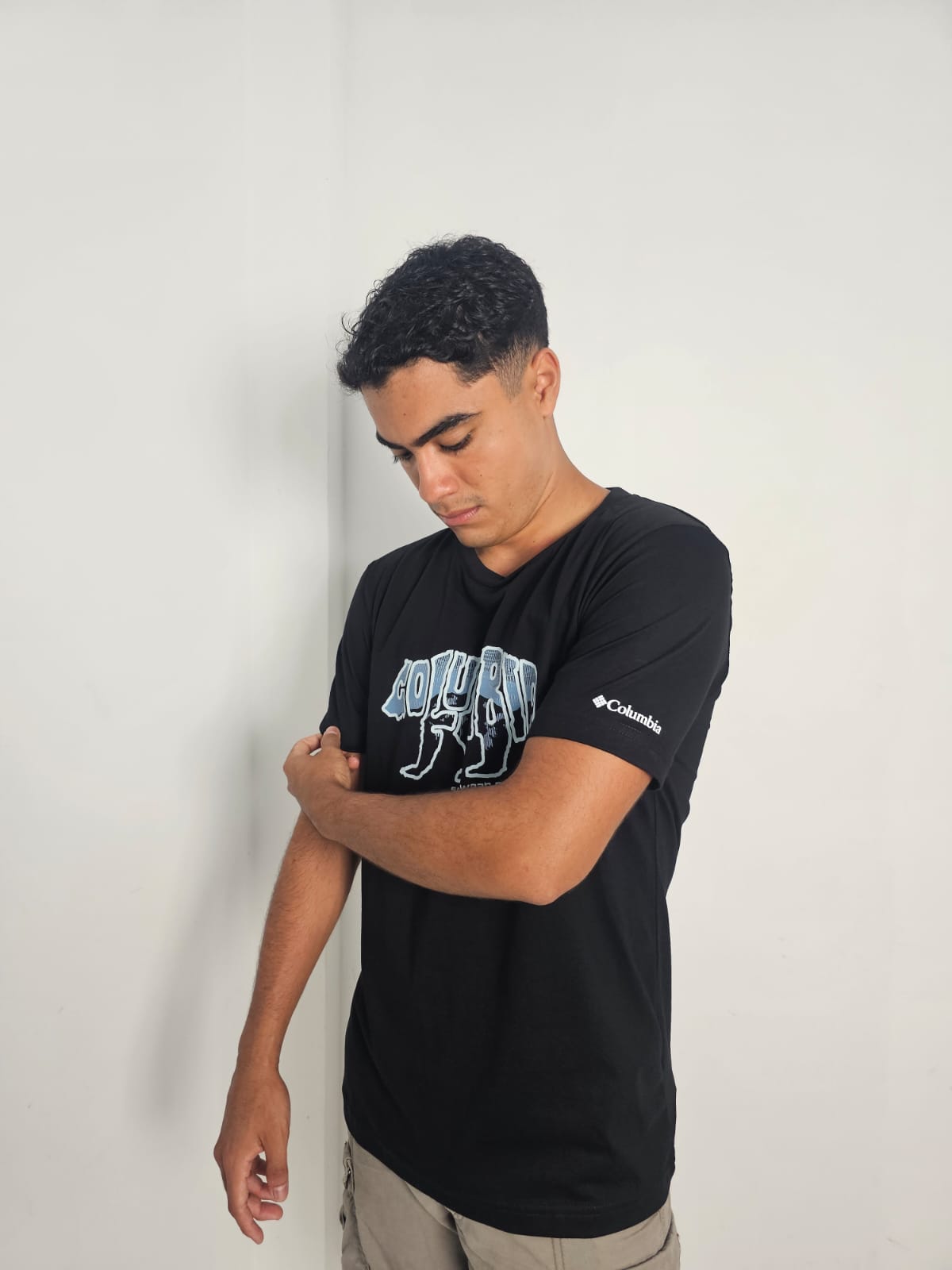 Polo Columbia negro / Símbolo Oso pecho