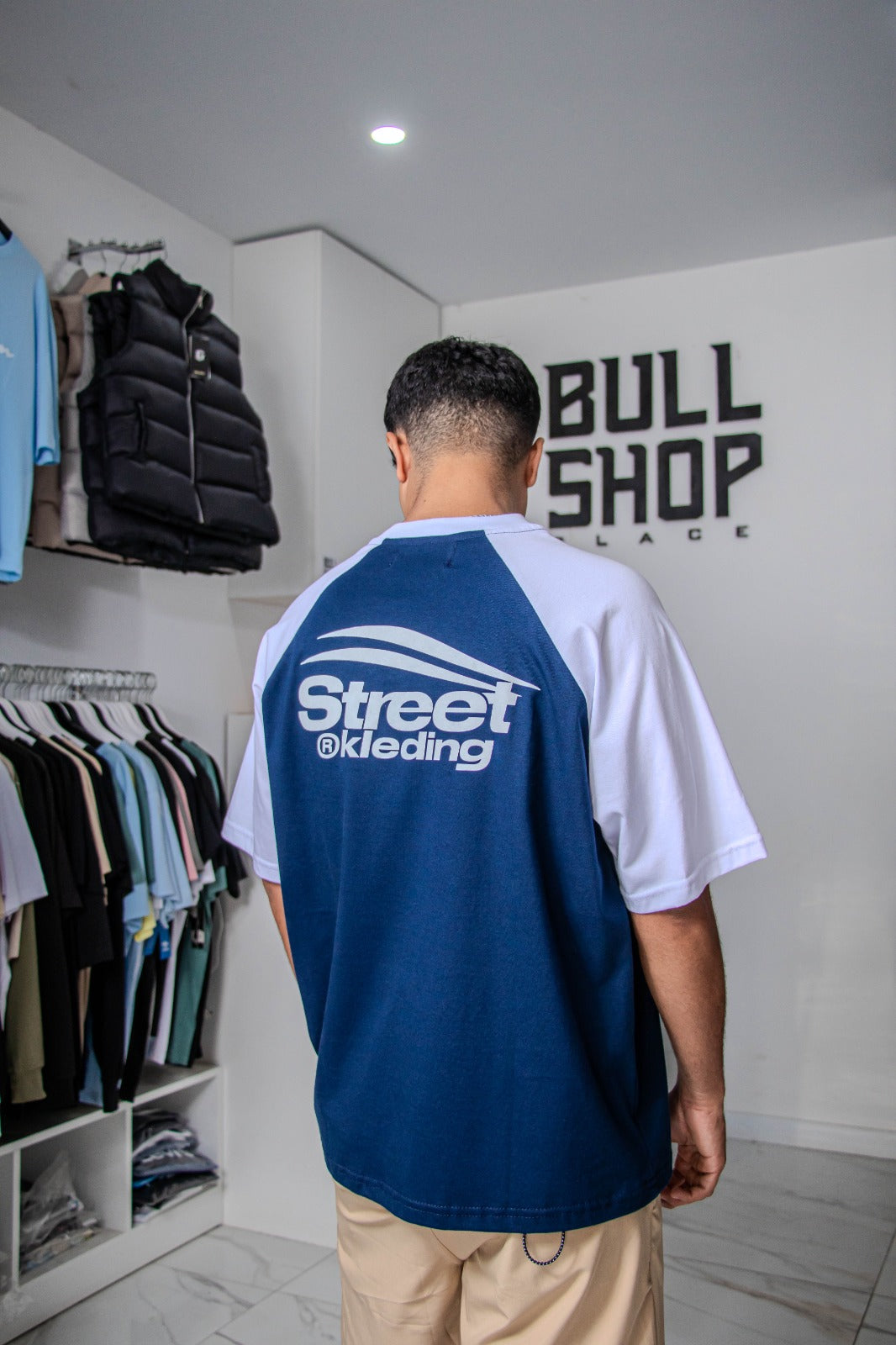 Polo KLEDINGSTREET azul - mangas blancas / Logo pecho